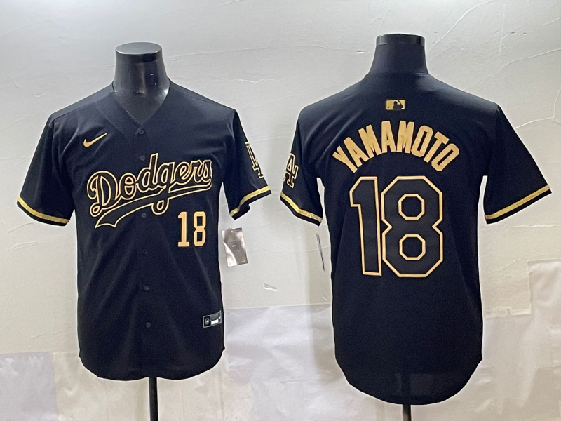 Men's Los Angeles Dodgers Yoshinobu Yamamoto #18 Black Alternate Jersey